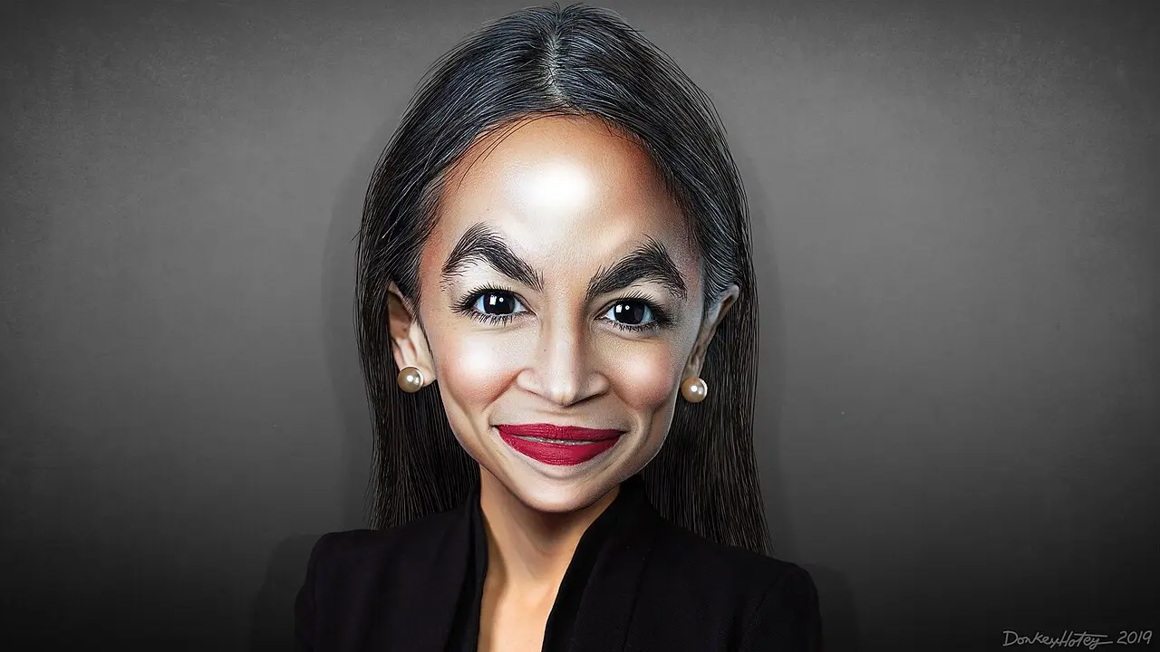Aoc speaking caricature