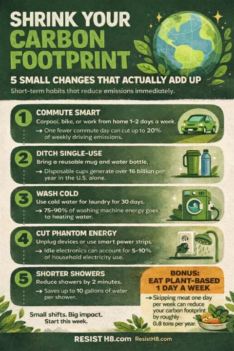 5 ways to shrink your carbon footprint infographic