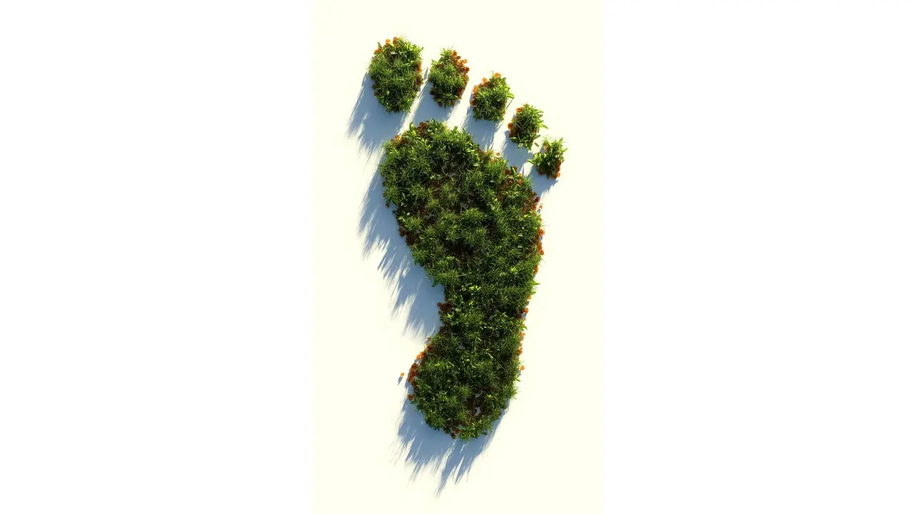 Footprint shape out of green planta