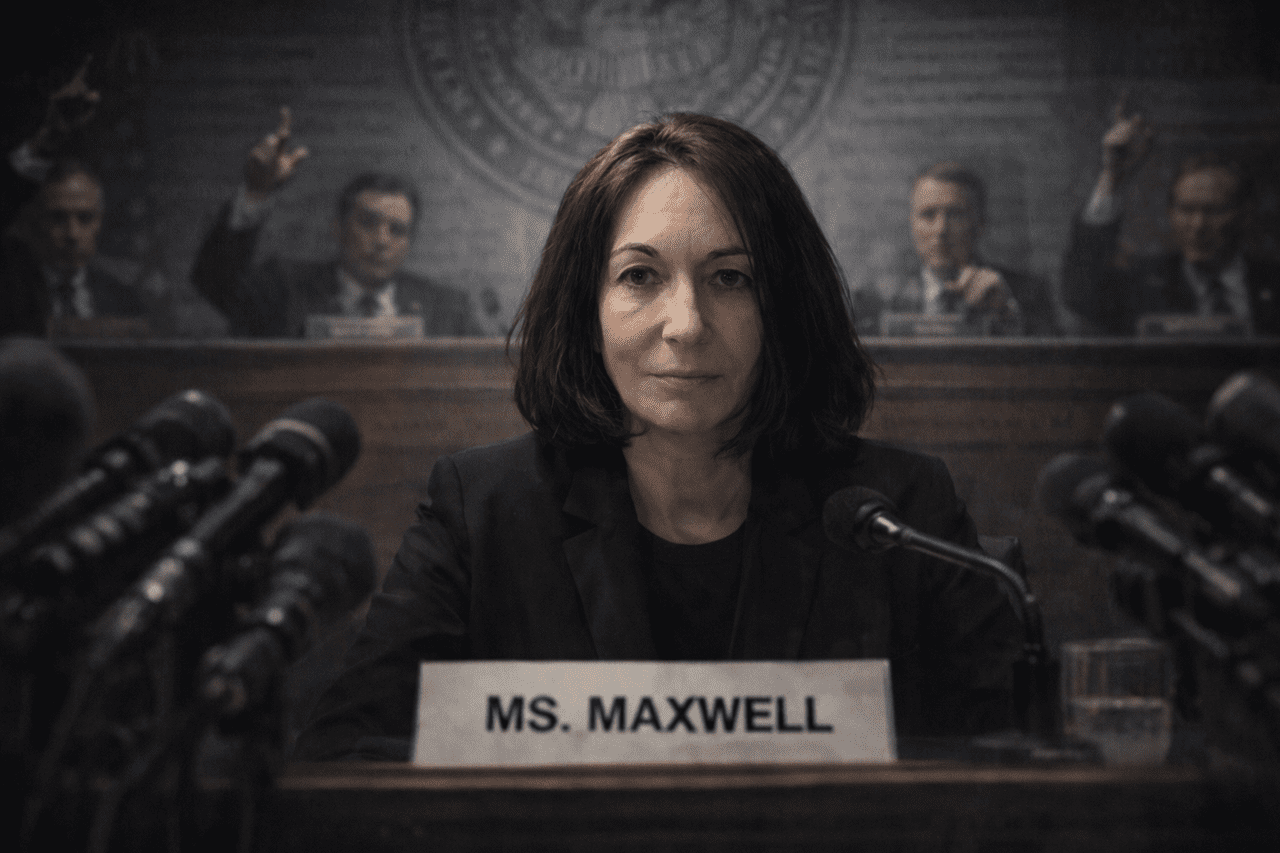 Illustration of maxwell testifying before congress