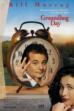 Groundhog day movie poster presidential gaslighting