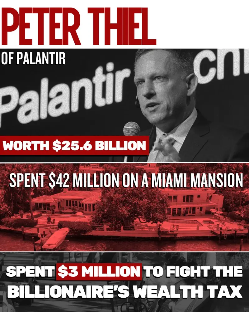 Billionaire infographic for Peter Thiel.