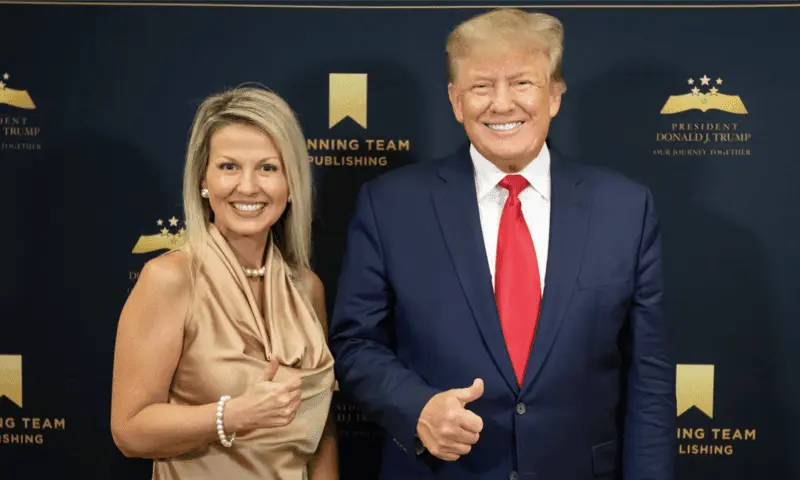 republican leigh tx senate Republican opponent of taylor rehmet posing with president donald trump