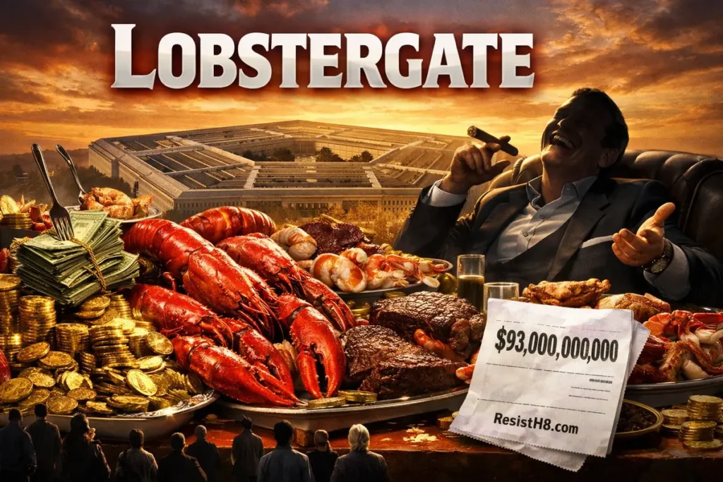 Pete Hegseth enjoying the lobster tails American taxpayers bought during Lobstergate