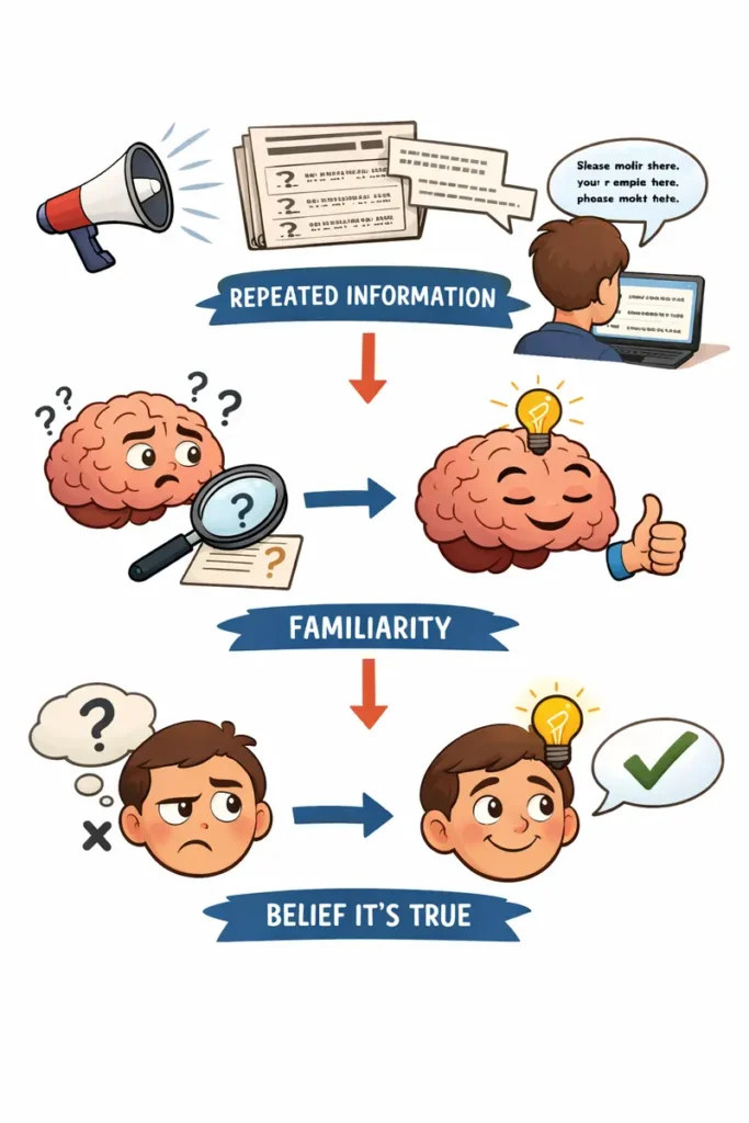 illusory truth effect infographic Infographic of the illusory truth effect in us politics