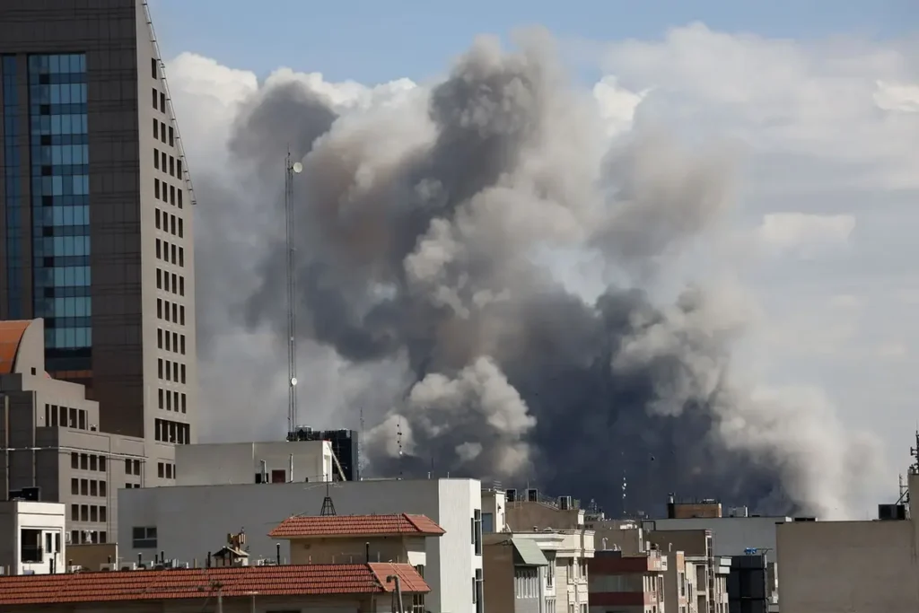 iran war bomb smoke Smoke from a strike in tehran.