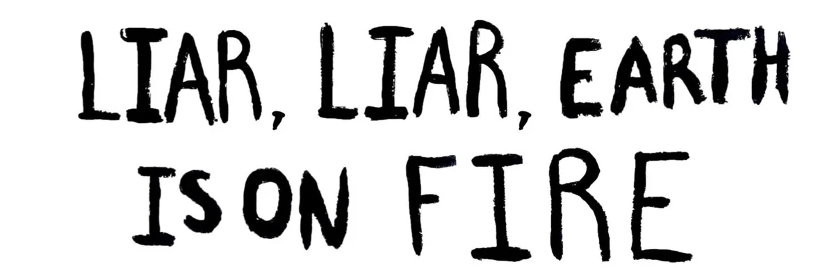 Climate protest sign about lying in politics