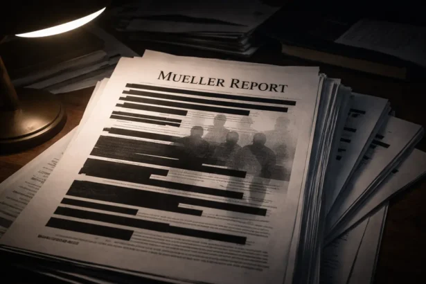 Mueller report stack of redacted documents