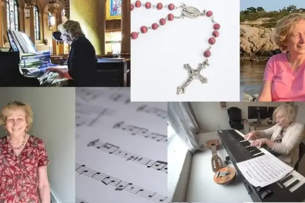 Rachel Burckardt, a trans composer in a collage