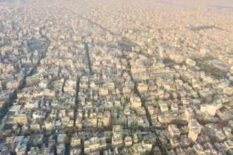 Aerial view of the city of tehran in iran