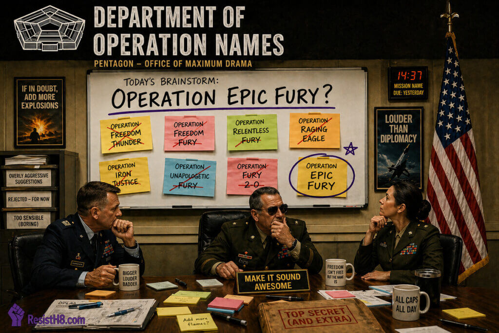 Photo from the Military Operation Naming Department hard at work.