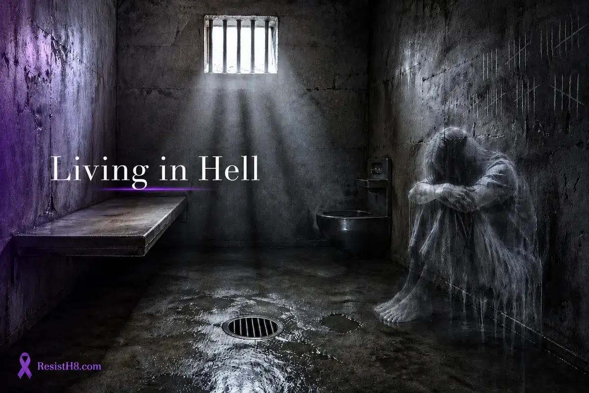 A dark, empty cell with the ghostly memory of the person who suffered inside. Sexual violence against Palestinians in Israeli prisons is common.