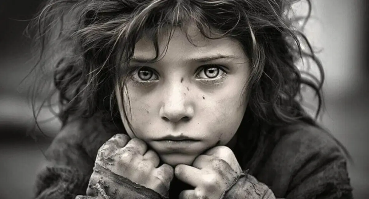 Sad girl in a genocide