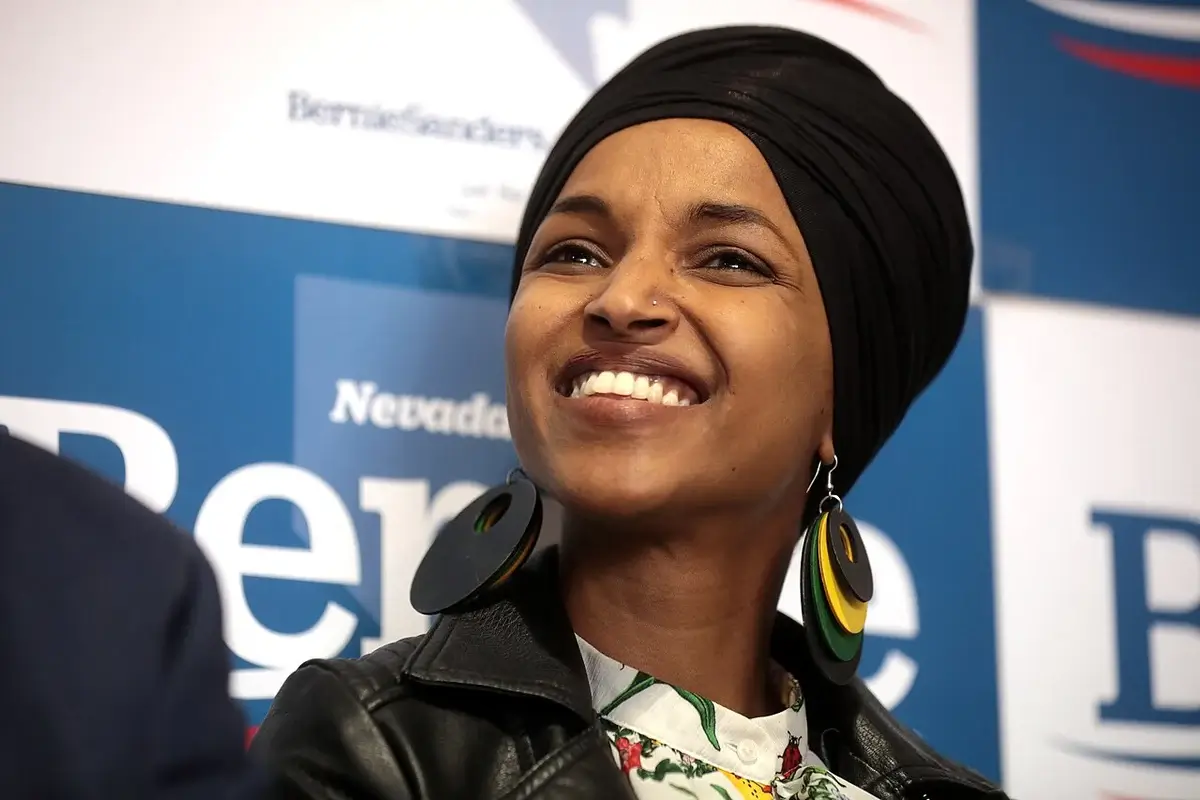 Representative Ilhan Omar at a Bernie Sanders event. Trump speech at The Villages