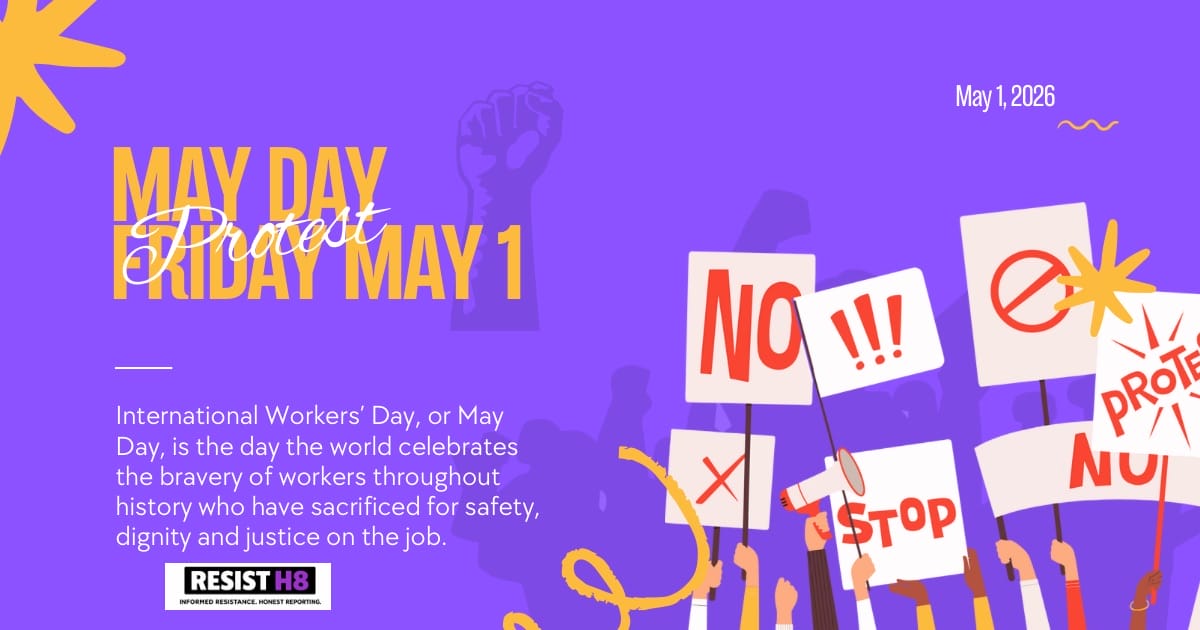 May Day Protest 2026 graphic