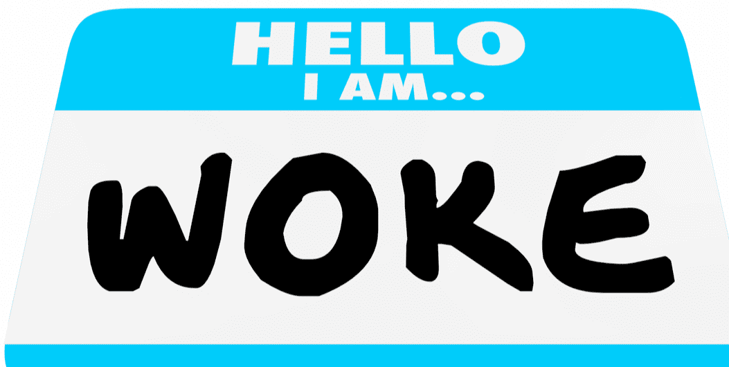 Hello I am…nametag with WOKE on it. Don't look up