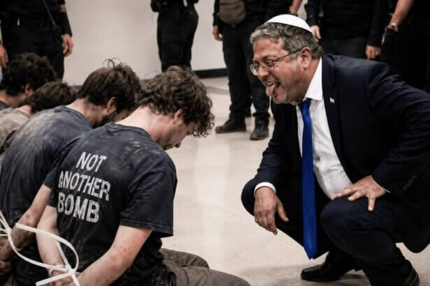 Ben-Gvir taunts flotilla activists bound on the floor