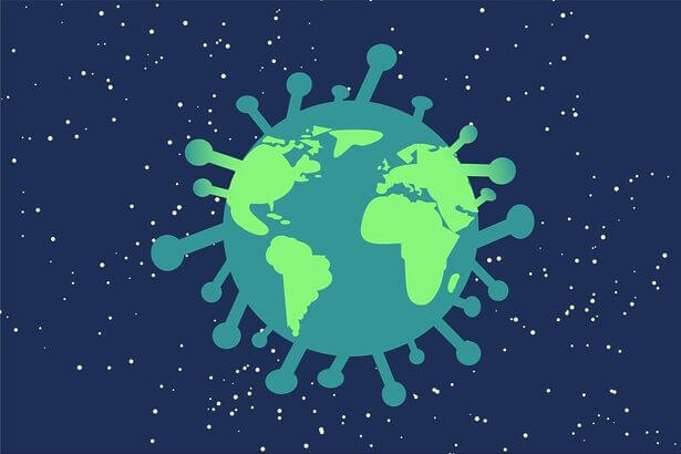 Cuts to USAID and the CDC causes outbreaks. Illustration of the planet as a virus