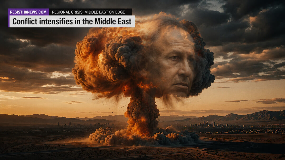 Nuclear bomb mushroom cloud with Benjamin Netanyahu’s face in it.