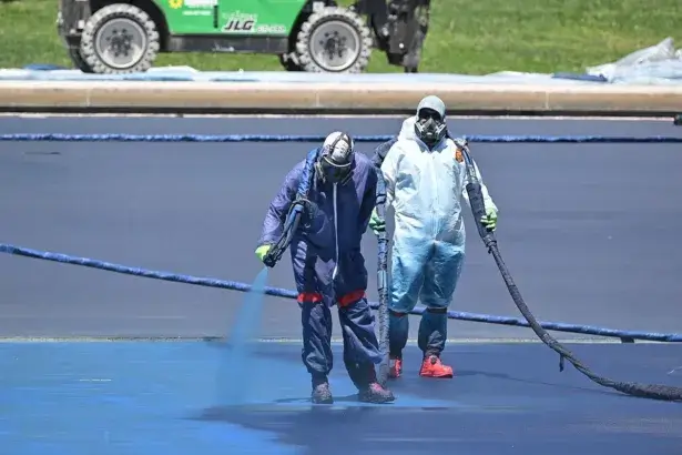 Before the reflecting pool algae, they painted it blue
