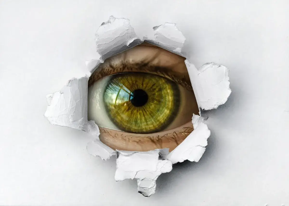 Israel spying eye through torn paper