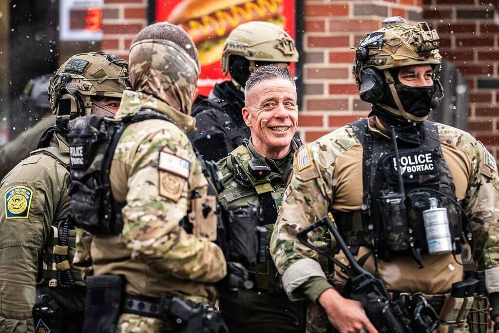 Greg Bovino with ICE officers in Minneapolis