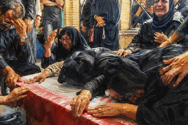 Funeral for a child killed in the bombing of a girls' school in Iran