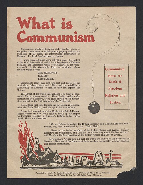 Communism on our shores. A campaign handout about Communism in the 60’s