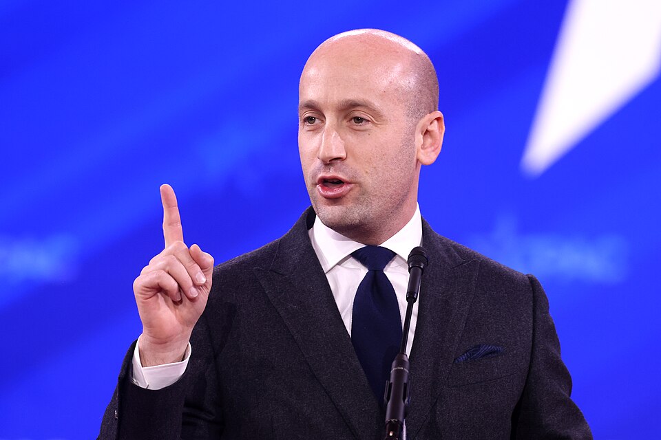 Stephen Miller at CPAC in 2025. Miller said protesters were deformed