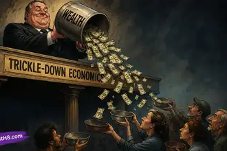 Visual representation of trickle-down economics. Supply-side economics