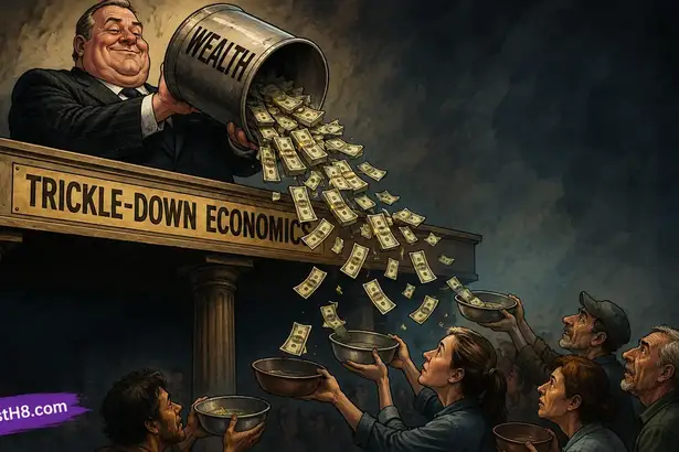 Visual representation of trickle-down economics. Supply-side economics