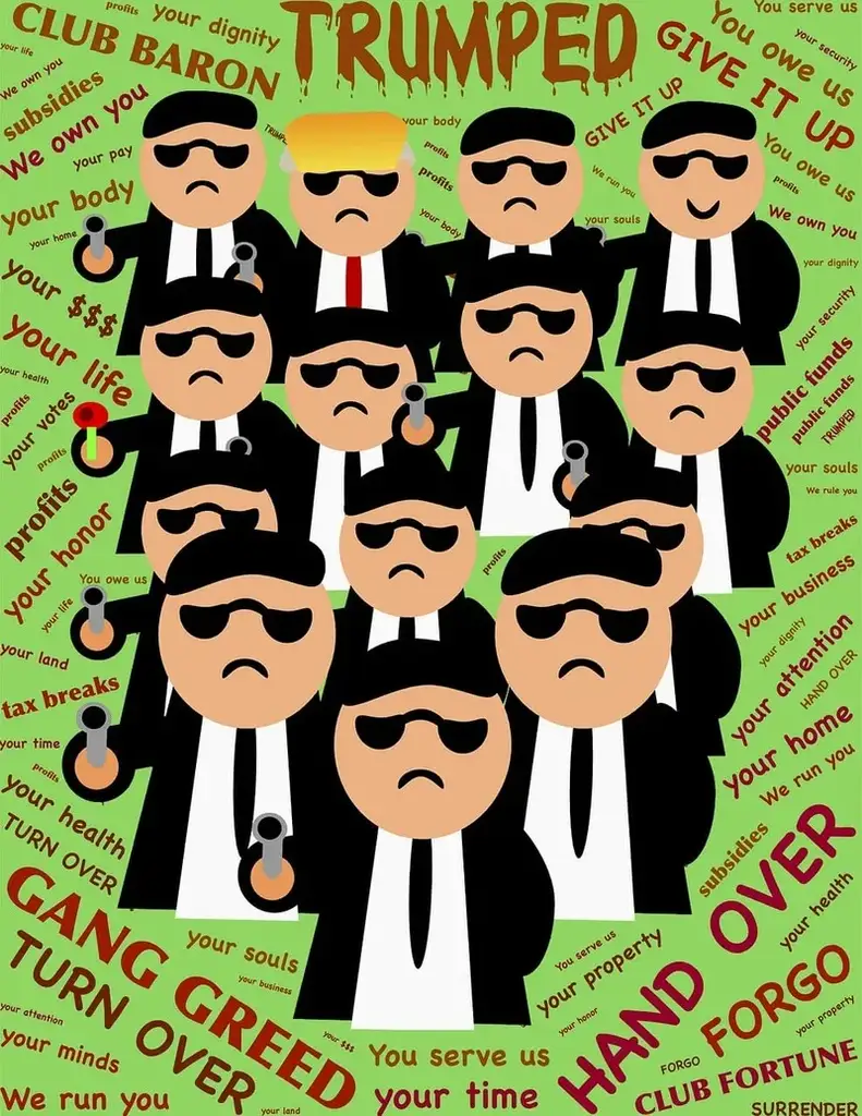 Trump mob boss cartoon. Trump calls his fundraiser every night