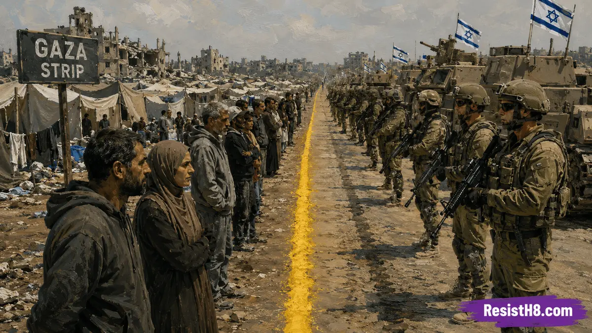 Peace plan for Gaza. Split the strip with a yellow line.