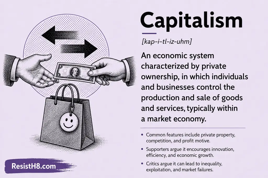 Info card with the key features of Capitalism