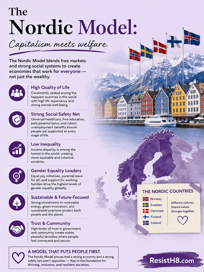 The Nordic Model of Capitalism infographic.